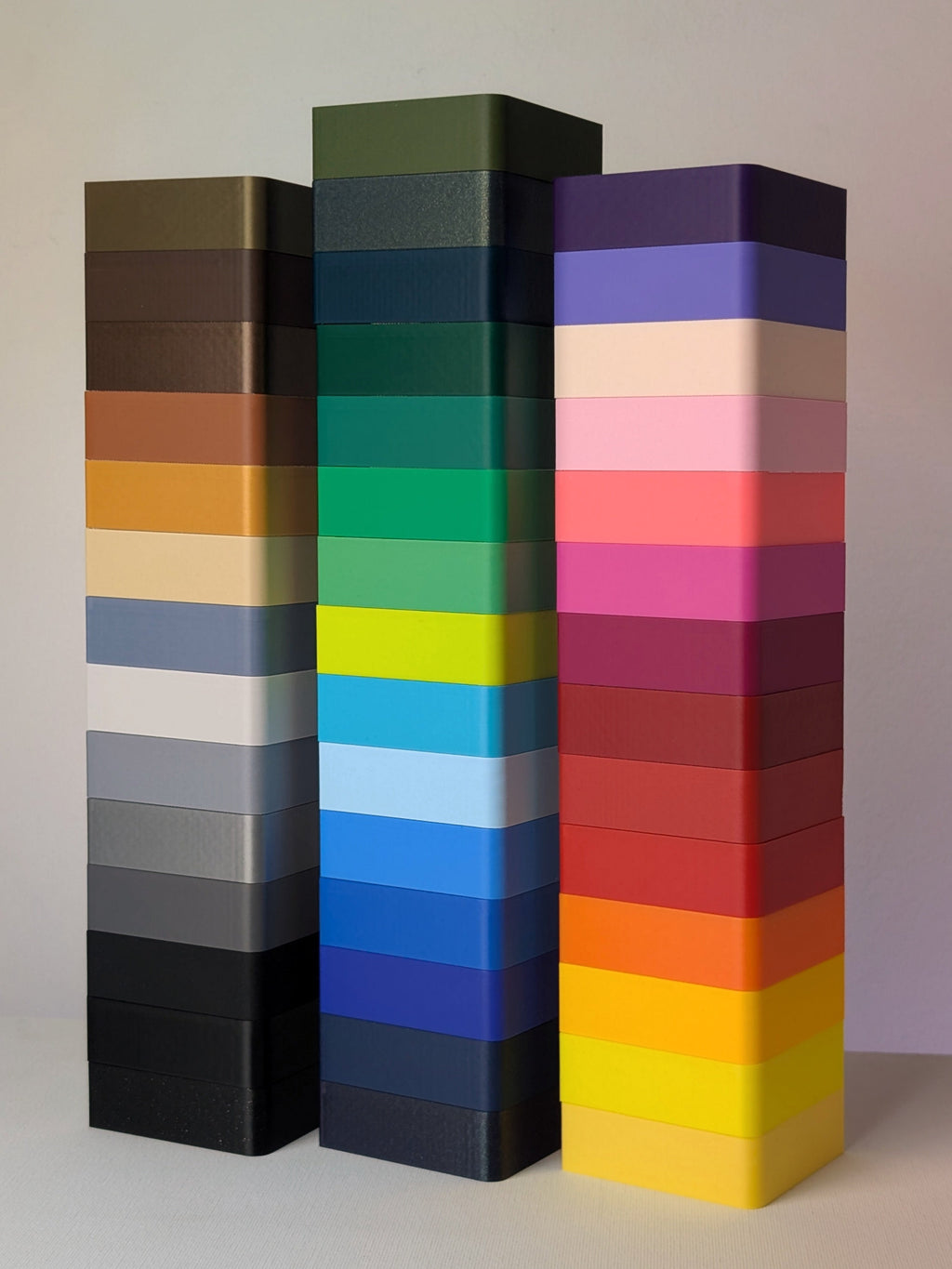 Exemplos das cores disponíveis para as molduras